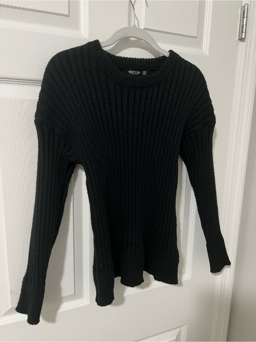 Nasty Gal Black Ribbed Crew Sweater